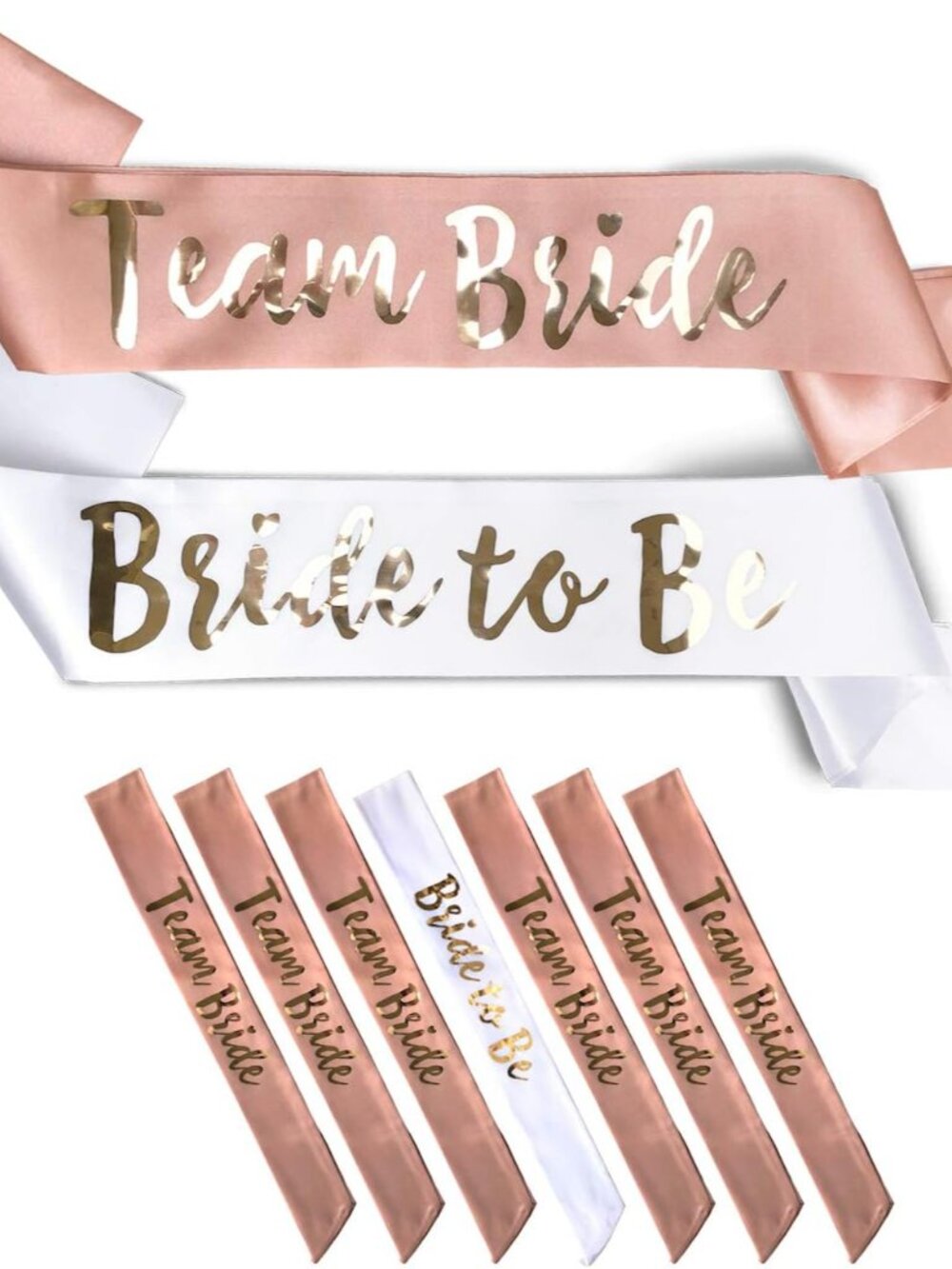 Team Bride 7pc Satin Sash Set - Sophisticated & Fun Party Favors for Bachelorett